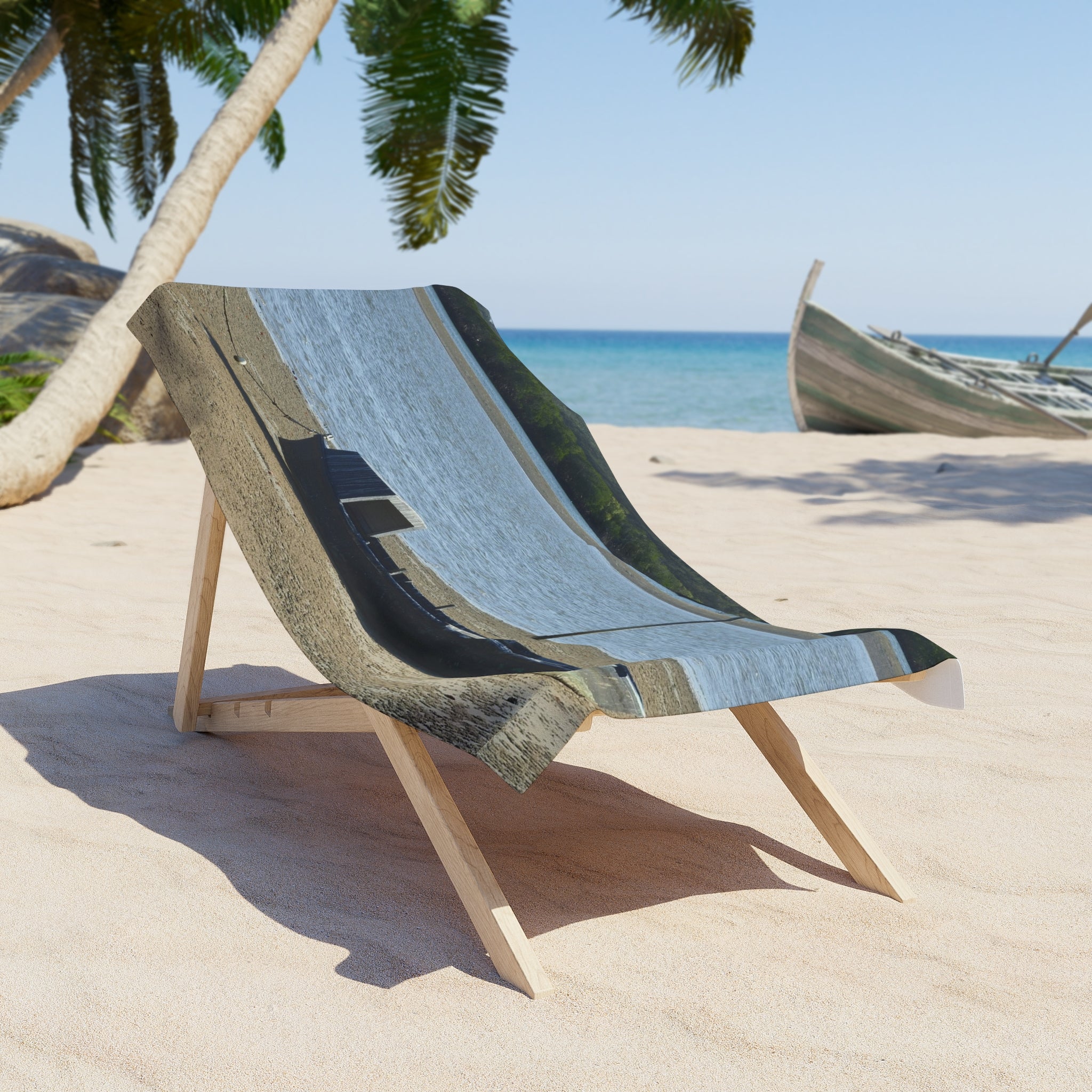 Serene Beach Towel with Tranquil Boat Scene | Perfect for Summer Relaxation, Beach Days & Gifts